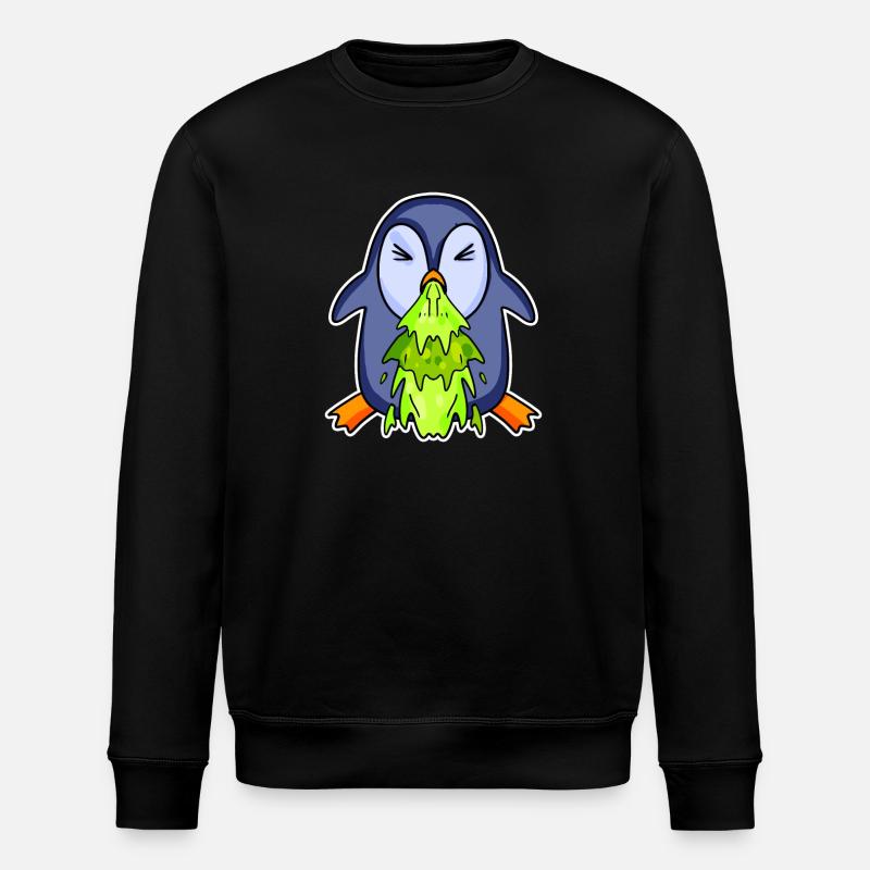 Penguin puking puke - Stanley/Stella ROLLER Unisex Organic Sweatshirt - black