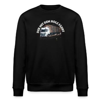 der mit dem holz fährt holzlkw holzernte forst - Stanley/Stella Unisex Bio-Sweatshirt ROLLER - Schwarz - Vorne - Nik (191cm)