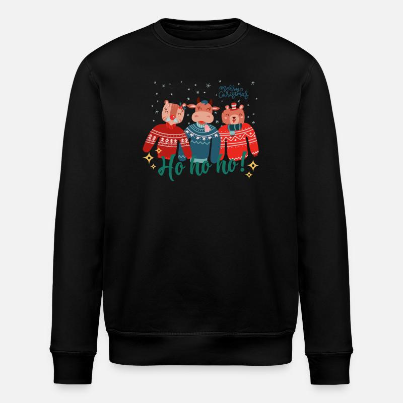 Hässlicher Weihnachtspullover - Frohe Weihnachten - Stanley/Stella Unisex Bio-Sweatshirt ROLLER - Schwarz