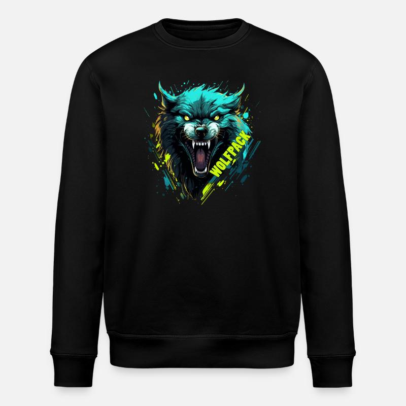 Neonwolf-Wolfsmaske - Stanley/Stella Unisex Bio-Sweatshirt ROLLER - Schwarz