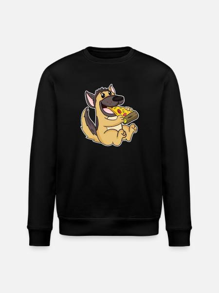 German Shepherd Dog Pizza - Stanley/Stella ROLLER Unisex Organic Sweatshirt - black