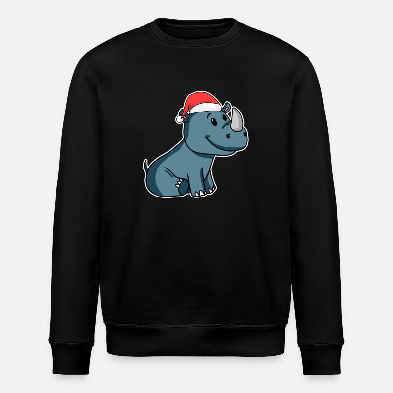 Rhinoceros Christmas - Stanley/Stella ROLLER Unisex Organic Sweatshirt - black