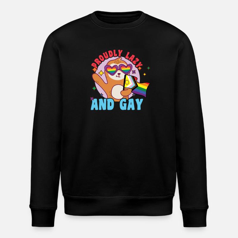 Fabulous sloth life with LGBT flag - Stanley/Stella ROLLER Unisex Organic Sweatshirt - black