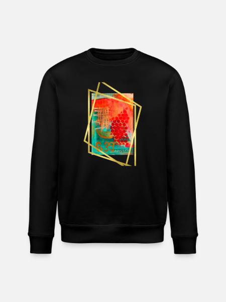 Abstract Fusion with Vibrant Hexagons - Stanley/Stella ROLLER Unisex Organic Sweatshirt - black