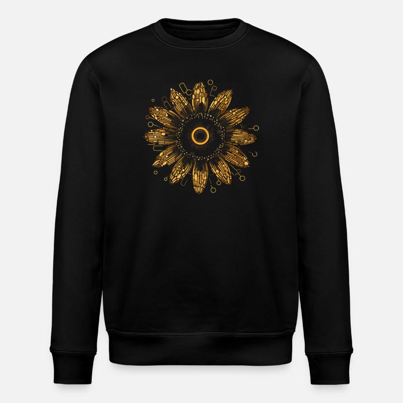 Boho Sunflower Mandala Pattern - Stanley/Stella ROLLER Unisex Organic Sweatshirt - black