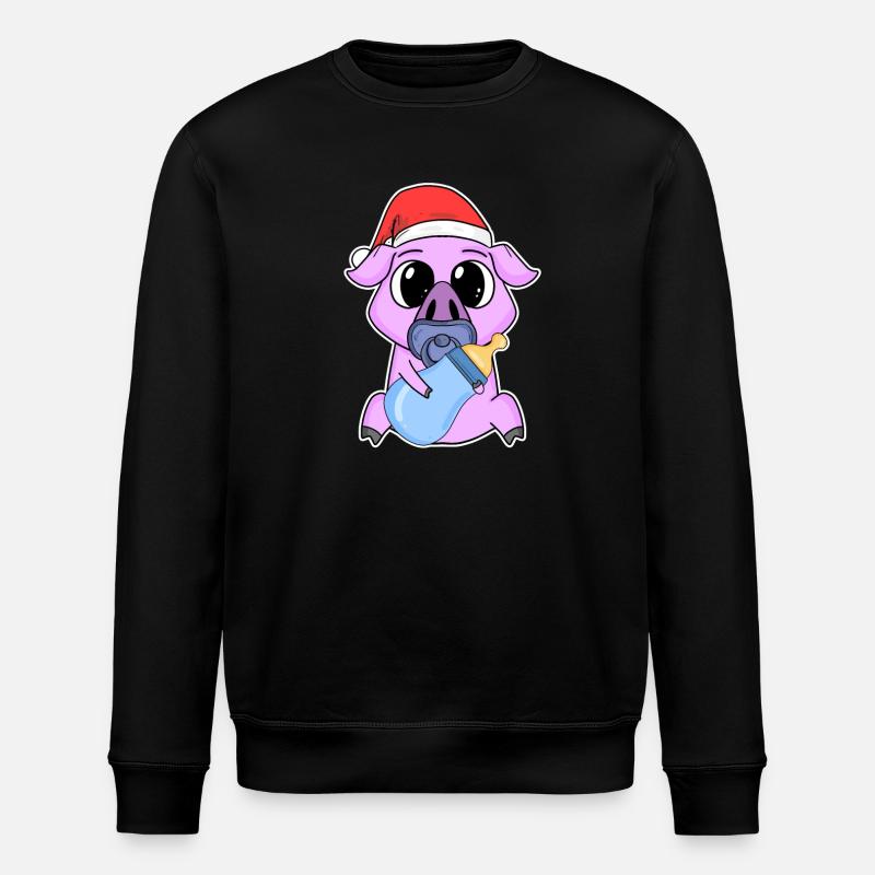 Cochon bébé Noël - Sweat bio ROLLER Stanley/Stella Unisexe - noir