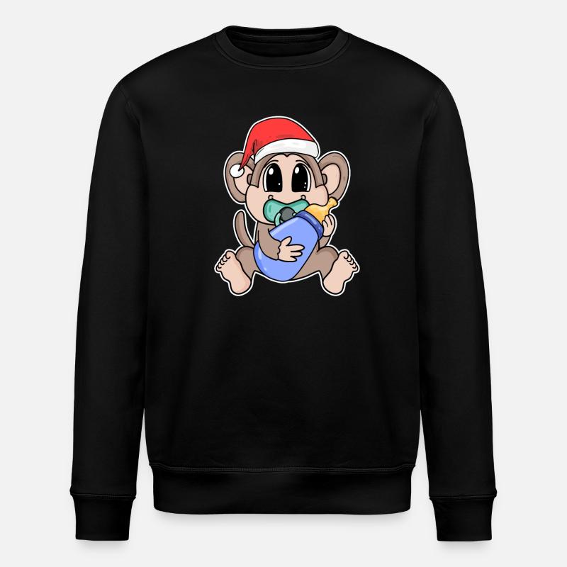 Monkey Baby Christmas - Stanley/Stella ROLLER Unisex Organic Sweatshirt - black