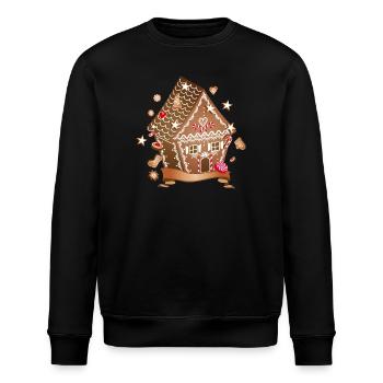 Weihnachtsplätzchen Lebkuchen Haus für Weihnachten - Stanley/Stella Unisex Bio-Sweatshirt ROLLER - Schwarz - Vorne - Nik (191cm)