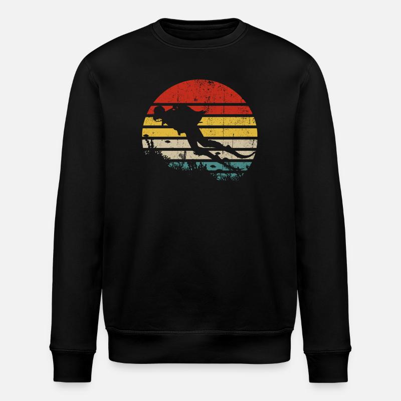 Retro Sunset Surf Silhouette - Stanley/Stella Unisex Bio-Sweatshirt ROLLER - Schwarz
