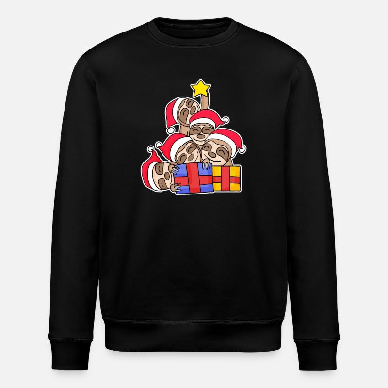 Sloth, Sloths, Christmas Tree, Christmas - Stanley/Stella ROLLER Unisex Organic Sweatshirt - black