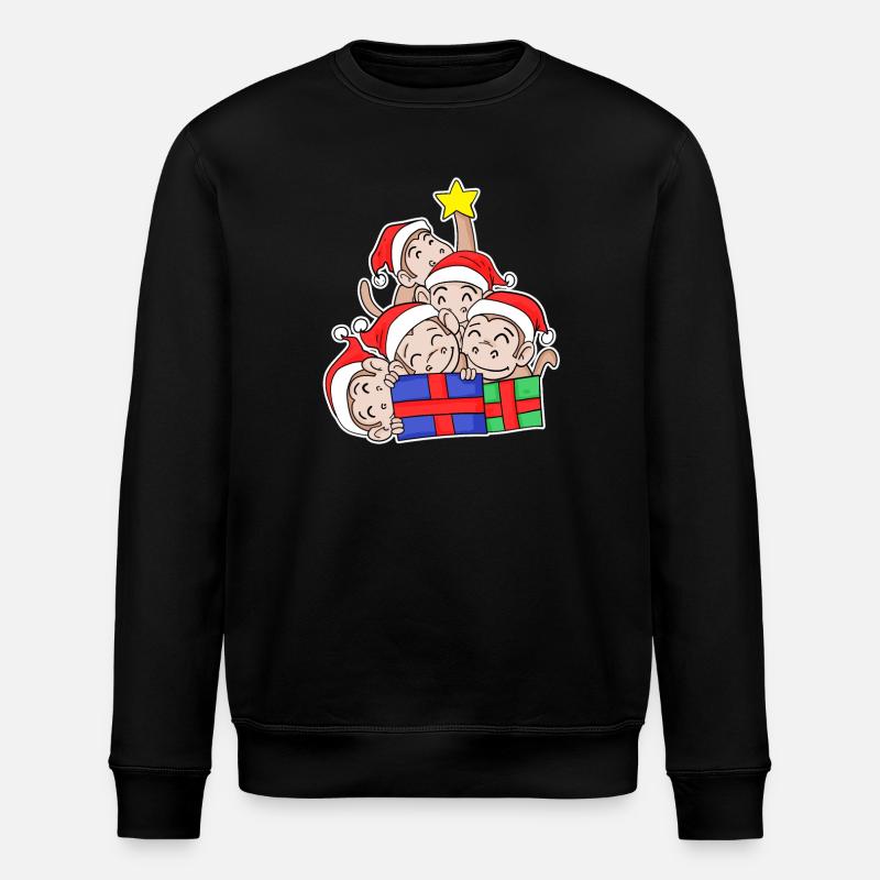 Monkey Monkey Christmas Tree Christmas - Stanley/Stella ROLLER Unisex Organic Sweatshirt - black