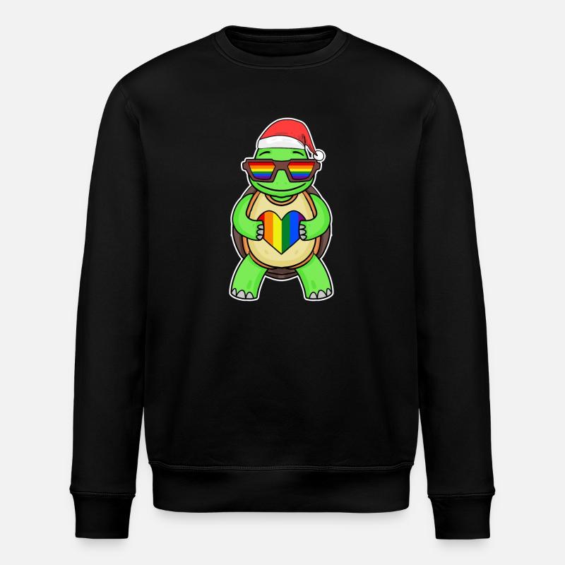 Turtle Rainbow Christmas - Stanley/Stella ROLLER Unisex Organic Sweatshirt - black