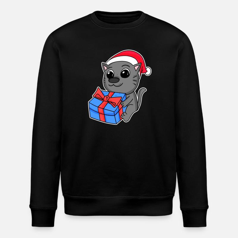 Katze Weihnachten - Stanley/Stella Unisex Bio-Sweatshirt ROLLER - Schwarz