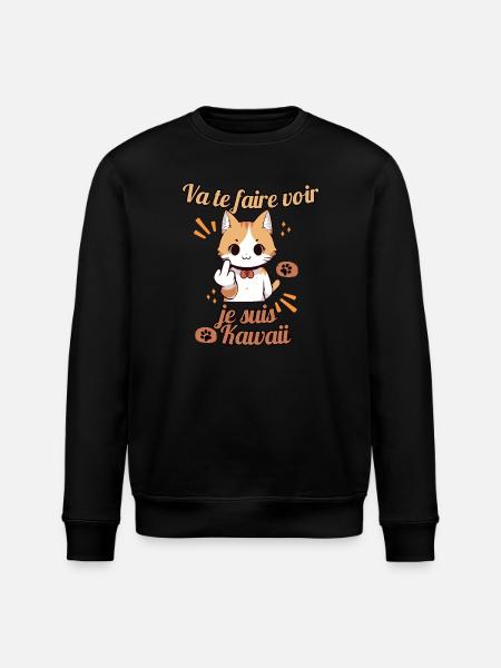 Chat kawaii provocateur - Sweat bio ROLLER Stanley/Stella Unisexe - noir