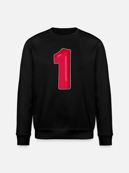 Number 1 Red Dark - Stanley/Stella ROLLER Unisex Organic Sweatshirt - black