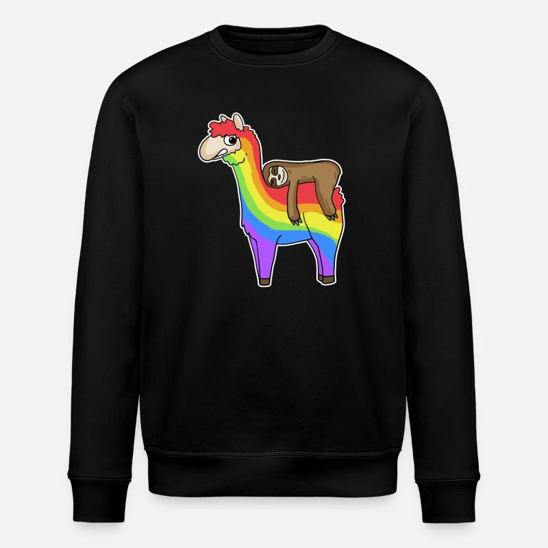 Alpaca Sloth Rainbow Christmas - Stanley/Stella ROLLER Unisex Organic Sweatshirt - black