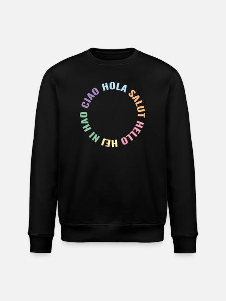 Pastel Global Greetings Circle - Stanley/Stella ROLLER Unisex Organic Sweatshirt - black