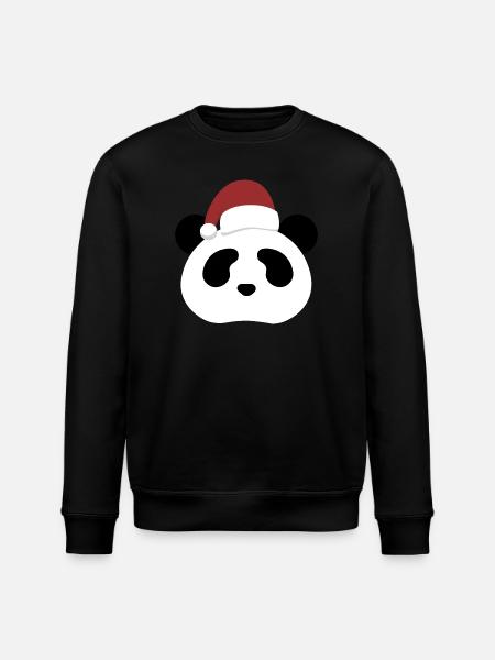 Panda Bear- Christmas Edition - Stanley/Stella ROLLER Unisex Organic Sweatshirt - black