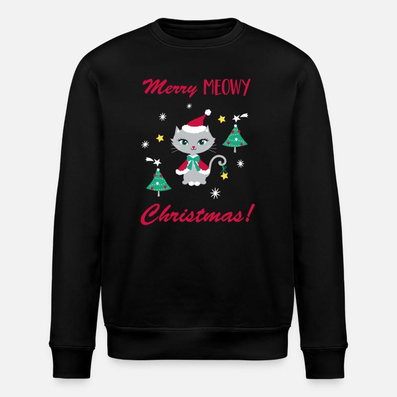 Chat de Noël miaou - Sweat bio ROLLER Stanley/Stella Unisexe - noir
