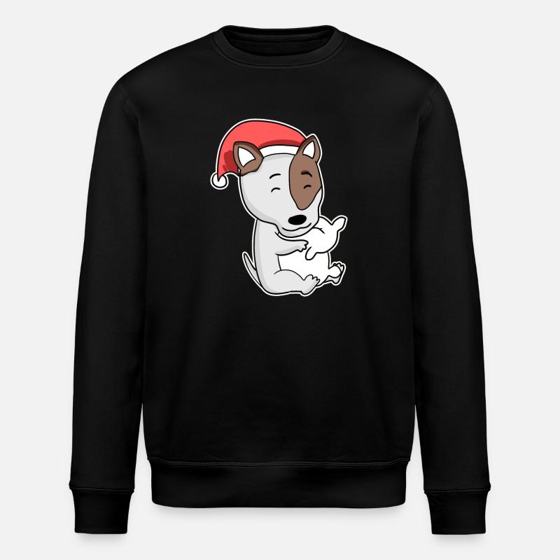 Bullterrier Hund Tier Weihnachten - Stanley/Stella Unisex Bio-Sweatshirt ROLLER - Schwarz