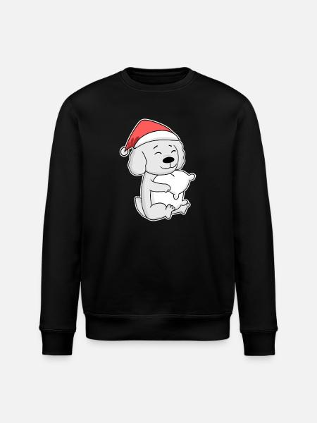 Maltese Dog Animal Christmas - Stanley/Stella ROLLER Unisex Organic Sweatshirt - black