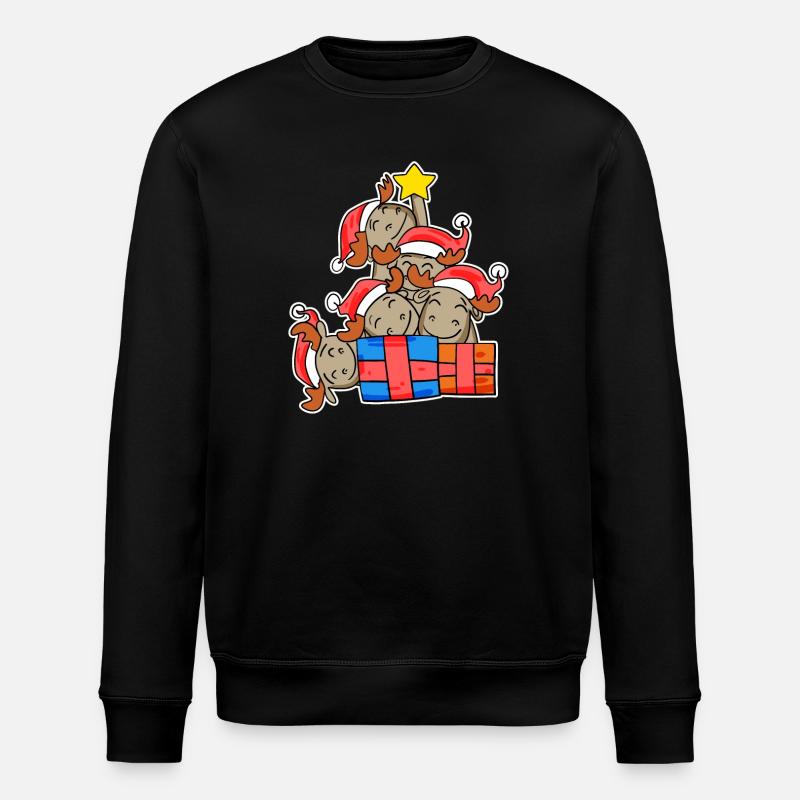 Moose Christmas Tree Christmas - Stanley/Stella ROLLER Unisex Organic Sweatshirt - black