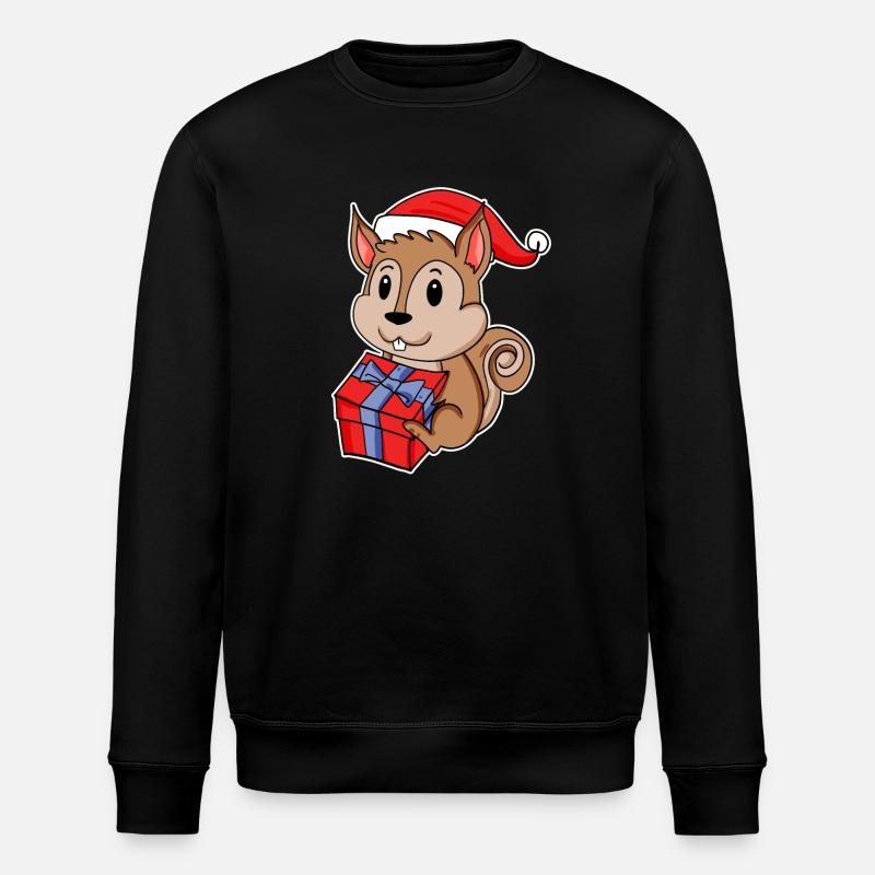 Squirrel with Santa hat - Stanley/Stella ROLLER Unisex Organic Sweatshirt - black