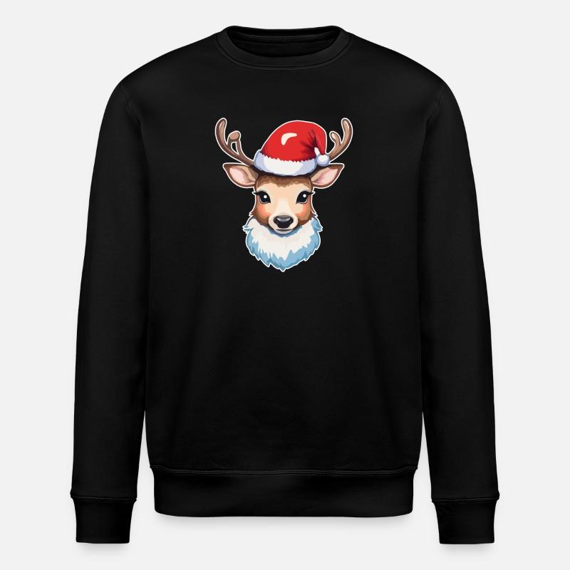 Reindeer Deer Christmas - Stanley/Stella ROLLER Unisex Organic Sweatshirt - black