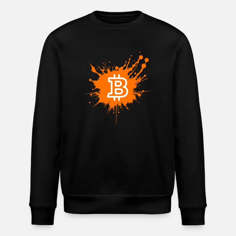 Bitcoin Crypto Cryptocurrency Splash - Stanley/Stella ROLLER Unisex Organic Sweatshirt - black