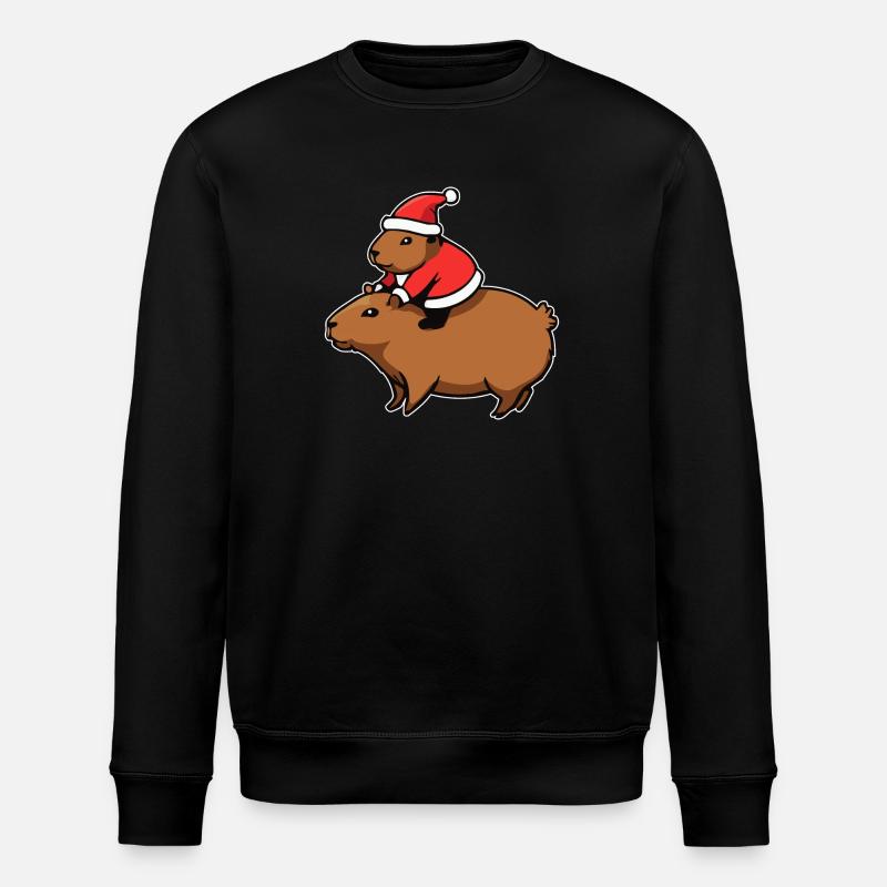 Capybara Christmas - Stanley/Stella ROLLER Unisex Organic Sweatshirt - black