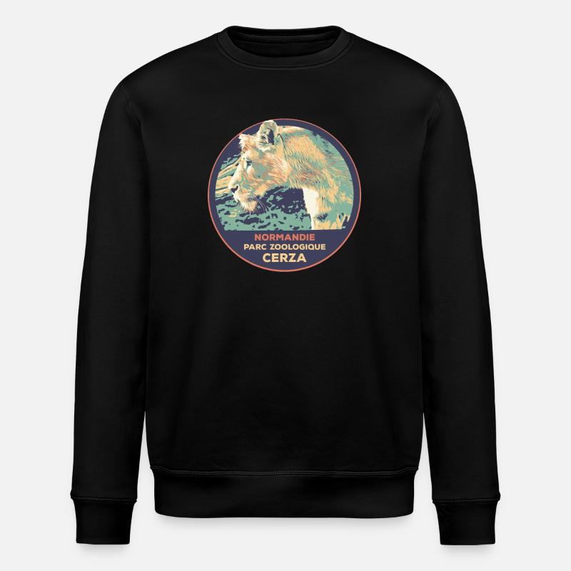 Écusson Lionne CERZA : Nature Majestueuse - Sweat bio ROLLER Stanley/Stella Unisexe - noir