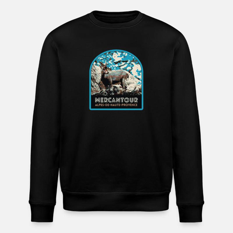 Écusson Chamois Mercantour : Faune Alpine - Sweat bio ROLLER Stanley/Stella Unisexe - noir