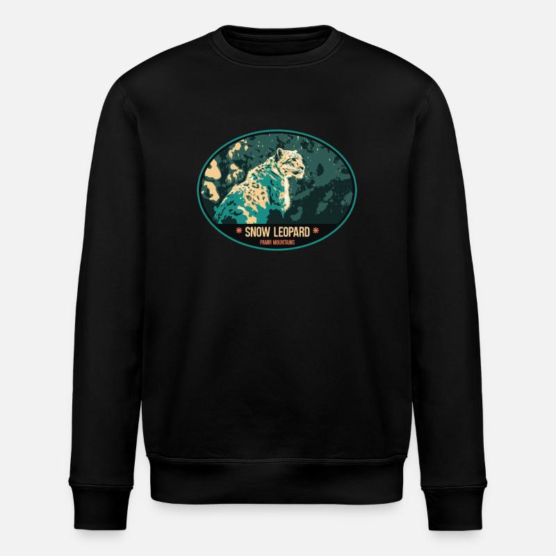 Snow Leopard illustration patch - Stanley/Stella ROLLER Unisex Organic Sweatshirt - black
