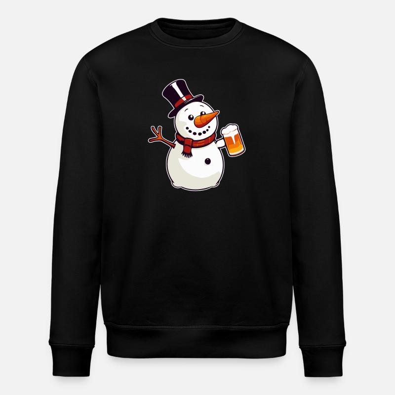 Schneemann mit Bier - Stanley/Stella Unisex Bio-Sweatshirt ROLLER - Schwarz