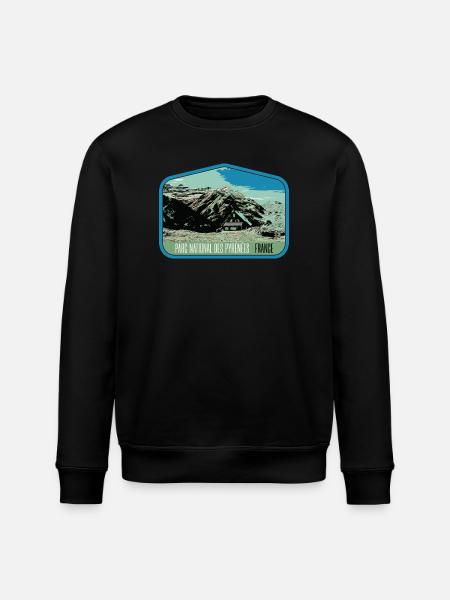 Pyrenees Landscape Escutcheon: Authentic Nature - Stanley/Stella ROLLER Unisex Organic Sweatshirt - black