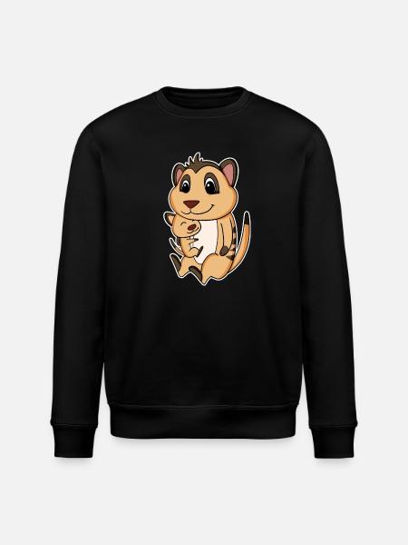 Erdmännchen Familie - Erdmännchen mit Baby - Stanley/Stella Unisex Bio-Sweatshirt ROLLER - Schwarz