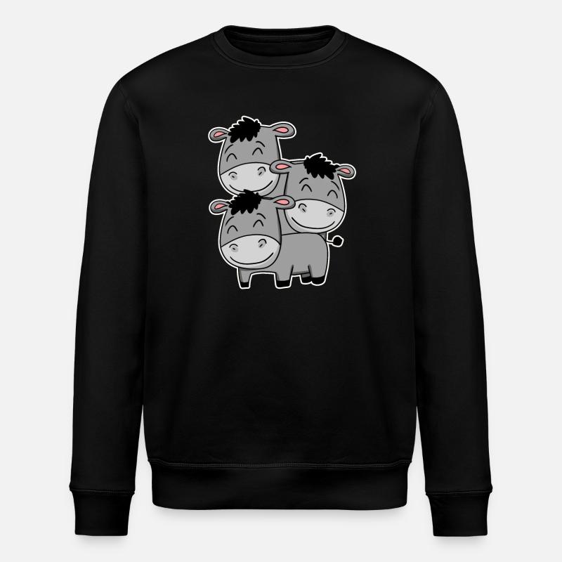 Cute Donkeys - Donkey Motif - Stanley/Stella ROLLER Unisex Organic Sweatshirt - black
