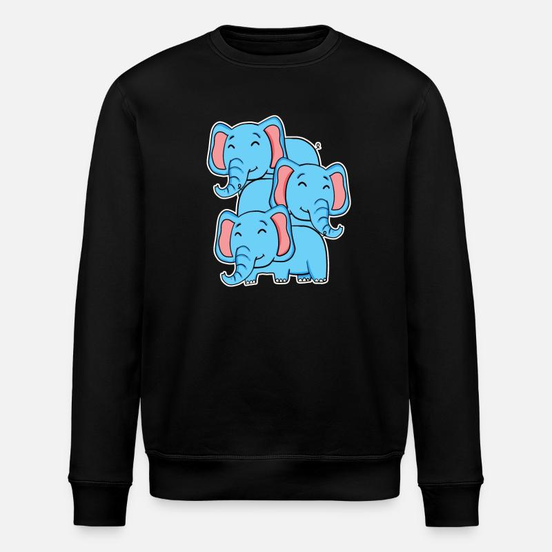 Cute Elephant - Elephant Motif - Stanley/Stella ROLLER Unisex Organic Sweatshirt - black