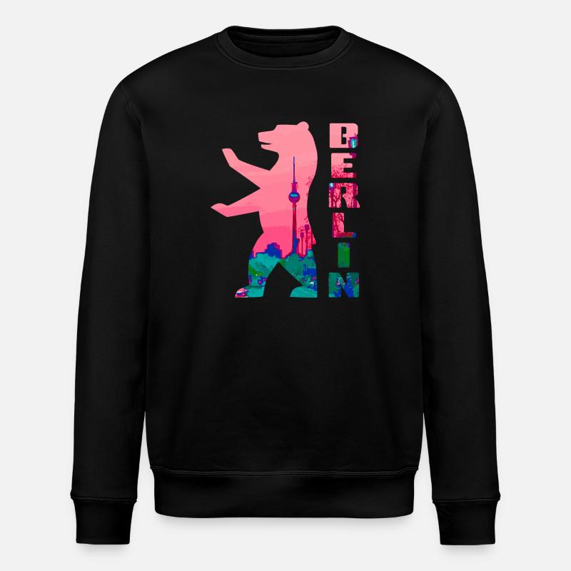 Berlin Bear Neon Silhouette - Stanley/Stella ROLLER Unisex Organic Sweatshirt - black