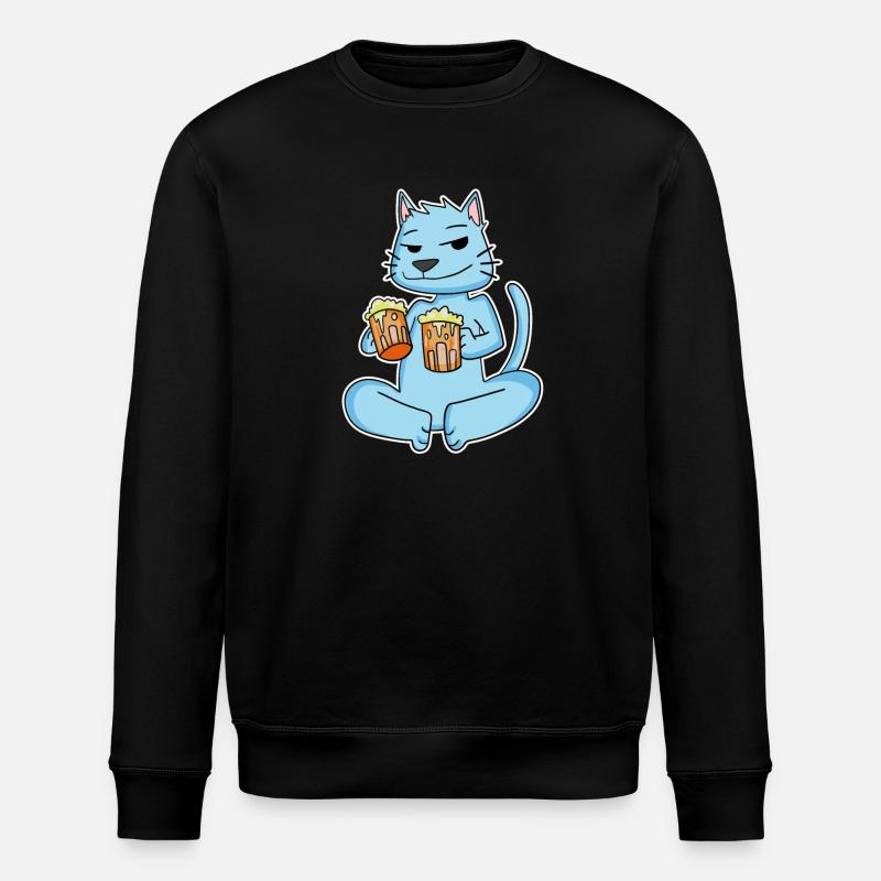 Cat with beer - Stanley/Stella ROLLER Unisex Organic Sweatshirt - black