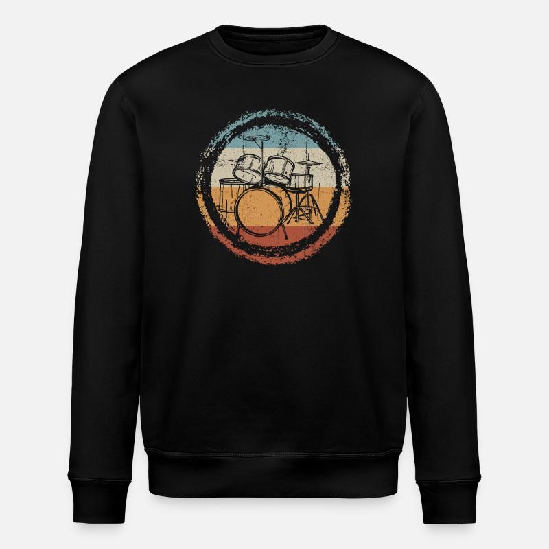 Retro Trommel Kreis Stempel - Stanley/Stella Unisex Bio-Sweatshirt ROLLER - Schwarz