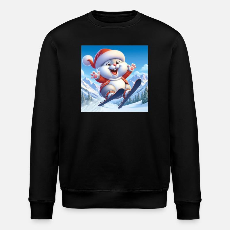 Hasenspringen Ski Weihnachten - Stanley/Stella Unisex Bio-Sweatshirt ROLLER - Schwarz