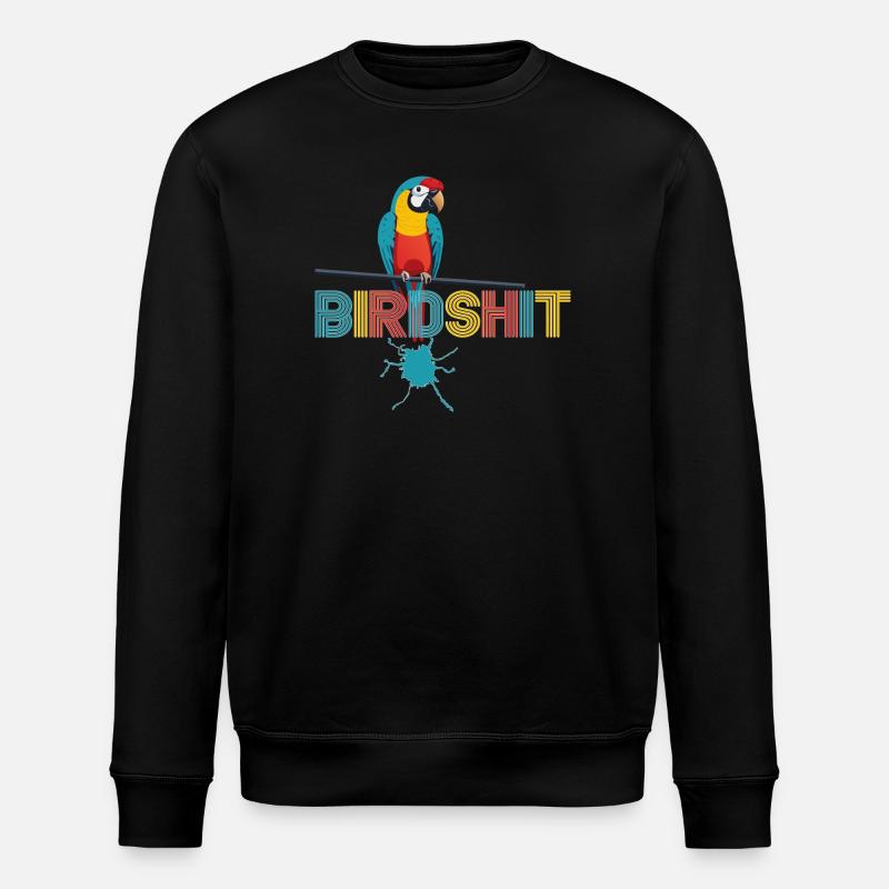 Parrot Rainbow BLUE SHIT - HAPPY BIRD - Stanley/Stella ROLLER Unisex Organic Sweatshirt - black