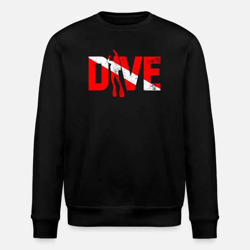 Diving Hero in Red Stripes - Stanley/Stella ROLLER Unisex Organic Sweatshirt - black