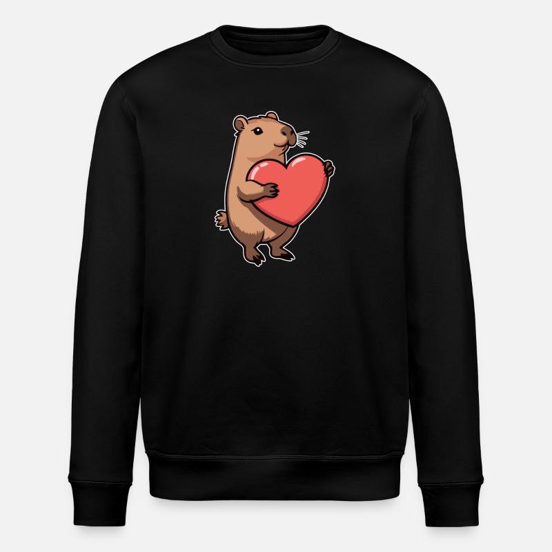 Capybara avec coeur Saint-Valentin - Sweat bio ROLLER Stanley/Stella Unisexe - noir