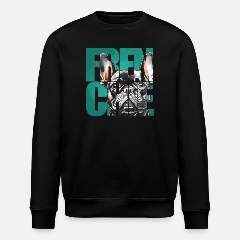 Portrait de bouledogue français - Sweat bio ROLLER Stanley/Stella Unisexe - noir