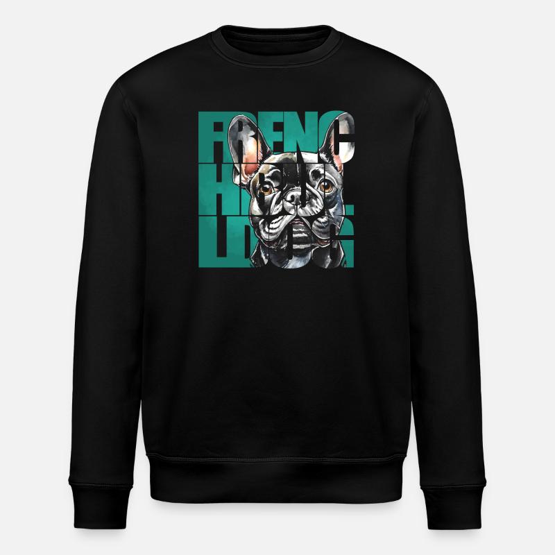 Portrait de bouledogue français - Sweat bio ROLLER Stanley/Stella Unisexe - noir