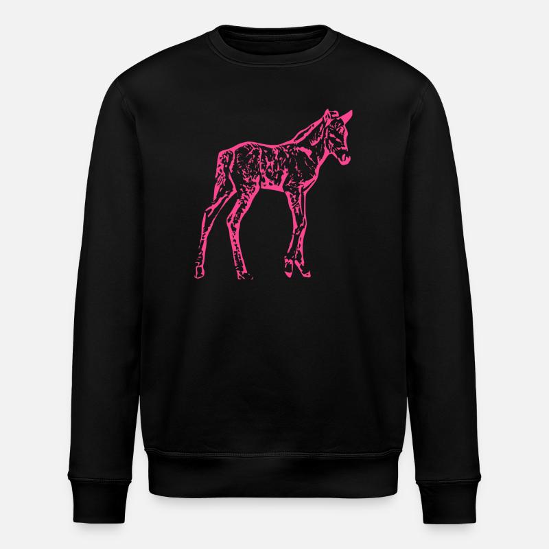 Pferd rosa pink - Stanley/Stella Unisex Bio-Sweatshirt ROLLER - Schwarz