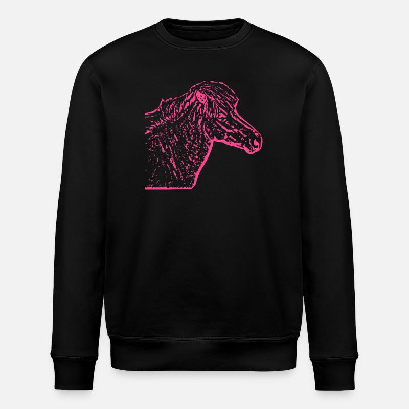 Cheval rose rose - Sweat bio ROLLER Stanley/Stella Unisexe - noir