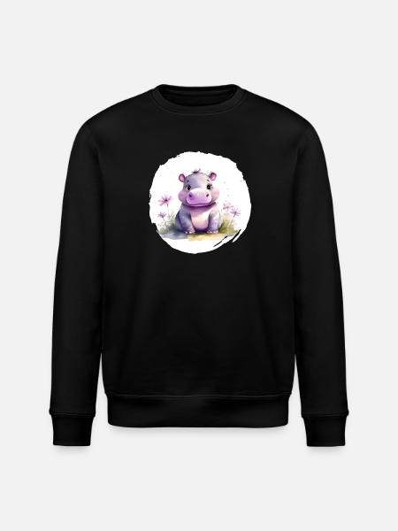 Aquarell Nilpferd - Stanley/Stella Unisex Bio-Sweatshirt ROLLER - Schwarz